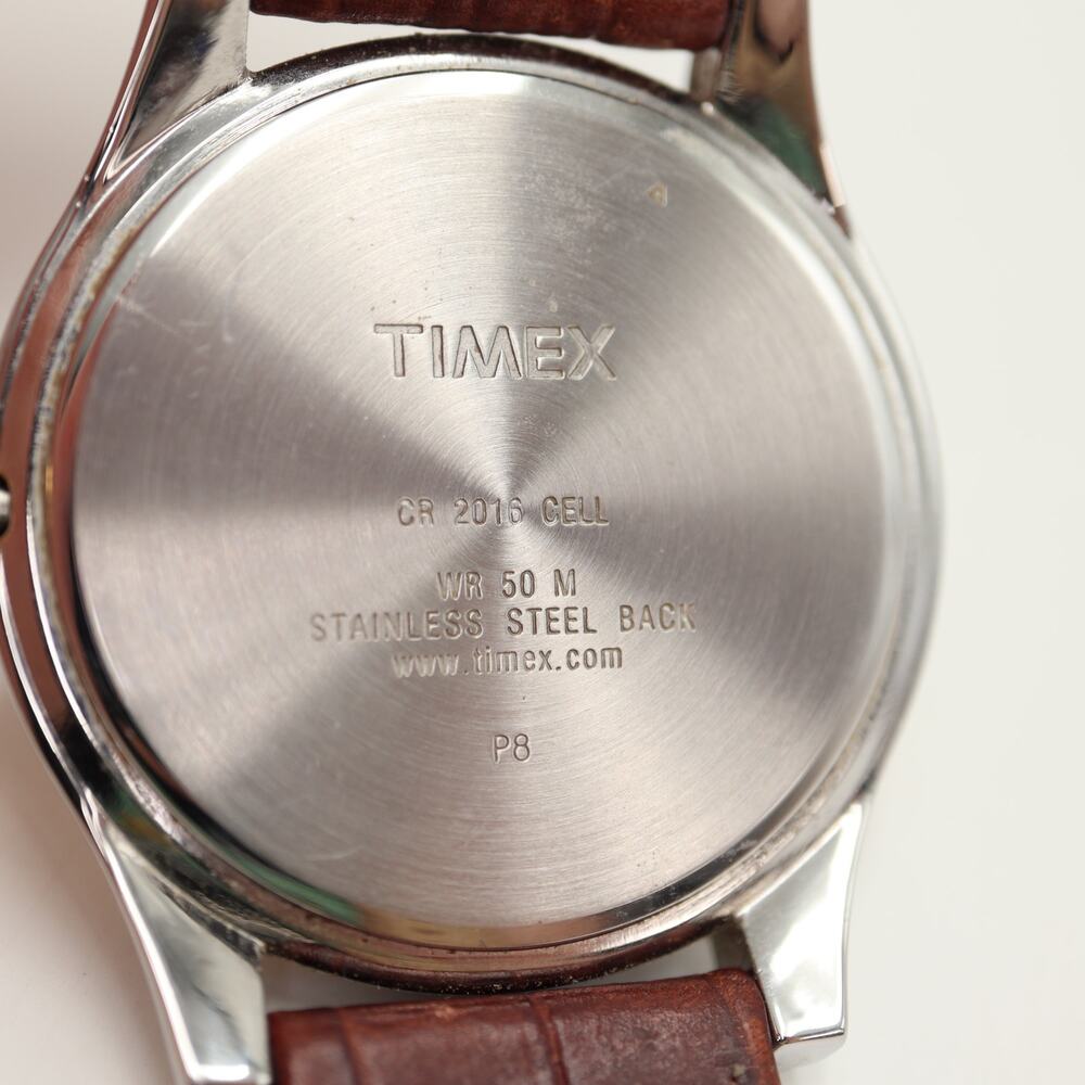 Timex Indiglo Mens 41mm Easy Read Gray Date Watch Brown Leather w New Battery - Picture 13 of 13